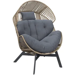 Ambia Garden Loungesessel , Grau, Naturfarben, Schwarz , Metall, Kunststoff, Textil , Füllung: Schaumstoff , eckig, X-Form , 101x140x96 cm , Typenauswahl , Gartenmöbel, Loungemöbel, Lounge-Serien