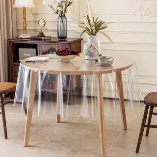 AooHome Tischdecke Transparent Rund 160cm, Tischdecke Abwaschbar PVC Tischfolie Durchsichtig 0.17mm, Wasserdicht Abwaschbar Schmutzabweisend