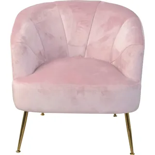 Hofmann Living And More Sessel 80 x 82 x 74 cm Rosa mit Stahlrohrbeinen goldfarben lackiert und Samtbezug