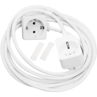 Schellenberg 20026 Verlängerungskabel 3m mit Zusatzsteckdose am Steckerende, geeignet für gewöhnliche Steckdosen im Innenbereich, weiß