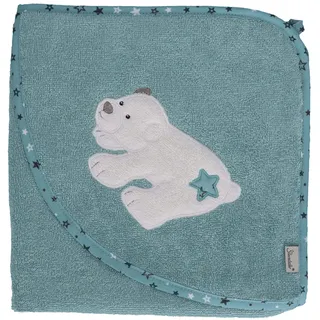 Sterntaler Baby Unisex Badetuch Baby GOTS Kapuzenbadetuch Eisbär Elia 80x80cm - Badetuch Baby, Babyhandtuch - dunkeltürkis