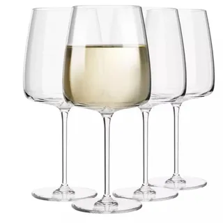 Krosno Weißweingläser Roséwein Prosecco, 4er Set,Gesamtvolumen 650 ML/ 480 ML, Moderne Kollektion, Gläser zum Trinken und Verschenken, Perfekt für Haus, Restaurant und Küche, Spülmaschinenfest