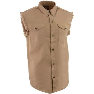 Milwaukee Leather DM4005 Herren-Jeanshemd, leicht, ärmellos, Beige