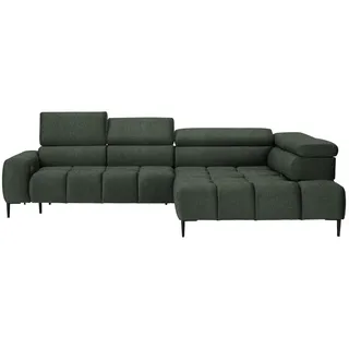 Welnova Ecksofa , Dunkelgrün , Textil , Uni , Ottomane rechts, L-Form , 300x216 cm , Made in Eu , Typenauswahl, Stoffauswahl, seitenverkehrt erhältlich, Hocker erhältlich, Rücken echt , Wohnzimmer, Sofas & Couches, Wohnlandschaften, Ecksofas