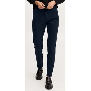 fransa FRLano Damen Hose Stoffhose Pant mit Stretch Eingrifftaschen Gürtelschlaufen Knopf-Verschluss Slim fit - Blau