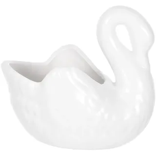 Yardwe Home Decor Outdoor Decor Lovely Swan Flowerpot, White Ceramic Planter Pot with Drain Hole Porcelain Swan Shaped Succulents Pot for Decoration Home Decor Outdoor Decor