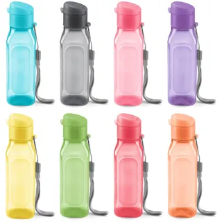 MILTON Sport-Wasserflasche, quadratisch, Saftbox, 8er-Set, ideal für Säfte, Milch, Smoothies, Kunststoff, breite Öffnung, wiederverwendbar, auslaufsicher, für Schultaschen, Lunchboxen, Fitnessstudio,