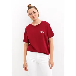 T-Shirt VERO MODA "VMFRIGGA PAULINA SS TOP BOX JRS GA", Damen, Gr. S, rot (karanda rot print:happy hour), Jersey, Obermaterial: 100% Baumwolle, bedruckt, loose fit normal, Rundhals, Shirts T-Shirt