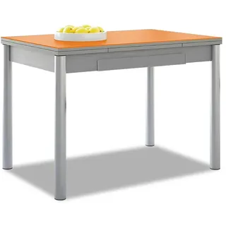 ASTIMESA Ausziehbarer Küchentisch, Aluminiumgestell, Orange, ideal für kleine Räume, 90 x 50 cm, ausziehbar 140 x 50 cm