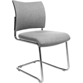 Topstar Visit 20 Besucherstuhl, Konferenzstuhl, Freischwinger, Polster (2er-Set), stapelbar, Stoff, Hellgrau