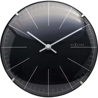 NeXtime Tischuhr - Ø 20 cm - Glas - Schwarz - 'Big Stripe Mini Dome', 3506ZW