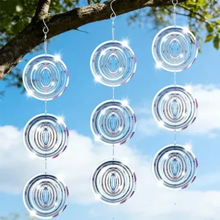 3 Stück Reflektierende Taubenabwehr, 3D Windspiel aus Edelstahl zur Vogelabwehr, Windspiel Metall Hängend, Windspiele für Den Garten, für Balkon, Garten,Teich, Vogelschreckscheiben Effektive Tauben