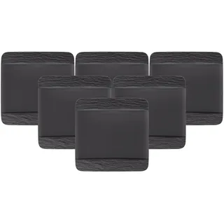 Villeroy & Boch »Speiseteller quadratisch Manufacture Rock 28 x 28 cm 6er Set schwarz«, schwarz,
