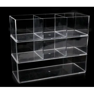 suaywo 3 Artikel Set Abnehmbar Kosmetik Schmink Aufbewahrung Stapelbar Durchsichtig Kosmetik Organizer Acryl für Lidschatten, Puderdosen, Rouge Bad oder Schlafzimmer