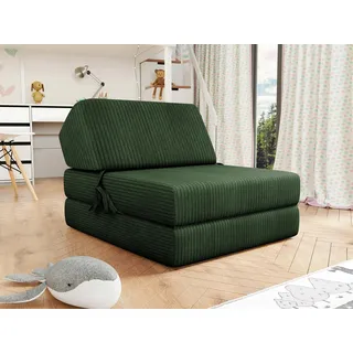 Mirjan24 Sofa Kevin Cord mit Schlaffunktion, Schlafsofa, Bettsessel, Klappmatratze (Farbe: Poso 14) - Grün