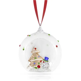 Swarovski Baum und Schneemann Weihnachtskugel 8,9 x 6,8 x 8 cm Rot