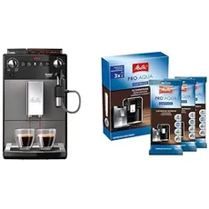 Melitta Avanza F270 - 100 Kaffeevollautomat mit integriertem Milchsystem (20 cm Breite) mystic titan & Filterpatrone für Kaffeevollautomaten | 3x Pro Aqua | Einfache Anwendung | 3 Patronen