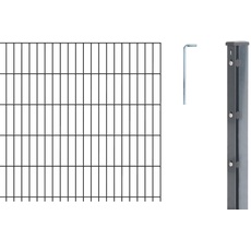 Alberts 645182 Doppelstabmattenzaun als 12 tlg. Zaun-Komplettset | verschiedene Längen und Höhen | anthrazit | Höhe 63 cm | Länge 10 m