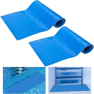 2 Stück 90x23CM Schwimmbadleitermatte,Pool schutzmatte,Anti Rutsch Leitermatte für Schwimmbäder,Schutzmatte Für Poolleiter,Poolunterlage Mit Rutschfester Textur Für Schritte,Treppen,Leitern