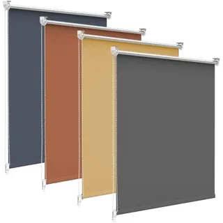 bobodeco Verdunklungsrollo ohne Bohren & mit Bohren, Verdunkelungsrollo Klemmfix, Dunkelgrau B45x H170cm (Stoffbreite 45cm), Thermorollo Sichtschutz und Sonnenchutz, Rollos für Fenster & Tür