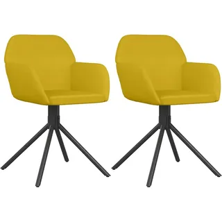 vidaXL Esszimmerstühle 2 Stk. Drehbar Gelb Samt - Gelb