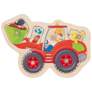 Goki Wooden Stud Puzzle Wheel Loader 6 pcs. Holz