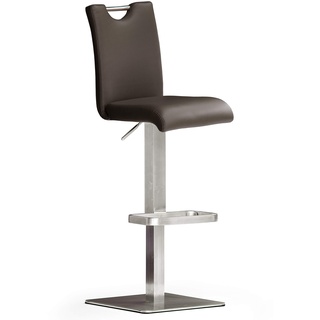 Robas Lund Barhocker Braun Leder mit Lehne Barstuhl drehbar 180 Grad, Hocker höhenverstellbar, BAR.DO