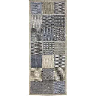 andiamo In- & Outdoor Teppich wetterfest und wasserdurchlässig Flachgewebe Kurzfloor 80 x 200 cm Beige-blau