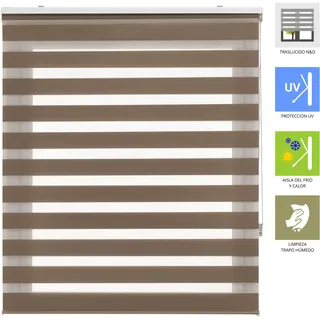 INTERBLIND Rollo für Nacht und Tag, elegant, Größe 100 x 250 cm, einfache Installation, Stoffgröße, 97 x 245 cm, Braun