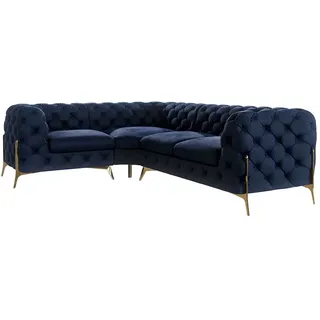 s-style möbel - Chesterfield Ecksofa mit Metall Füßen Blau