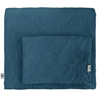 Linen & Cotton Weicher Griff Bettwäsche Set Alicia -100% Leinen Gewaschen, Petrol Blau (200 x 200 cm) Bettbezug Bettdeckenbezug Deckenbezug Einfarbig Wendebettwäsche Doppelbett Schlafzimmer Hotel