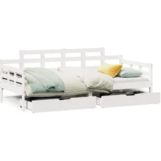 vidaXL Tagesbett mit Schubladen Weiß 90x190 cm Kiefernholz - Weiß