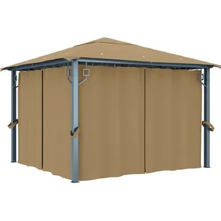 The Living Store Pavillon mit Vorhang 300x300 cm Taupe Aluminium - Taupe