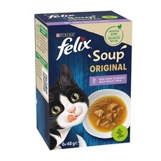 30x48g Mixed Selection Felix Soup Snackuri pentru pisici