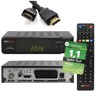 [ Test SEHR GUT, Note 1.1 *] AXRED S90 Plus Sat Receiver + HDMI Kabel, mit Aufnahmefunktion, HD fähig, Digital Sat-Receiver für Satellitenschüssel Satelliten Satellit Fernseher, HD-Receiver, HDMI