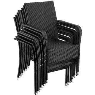 Tectake Rattanstuhl Girona 58 x 67 x 90 cm schwarz 8 St.