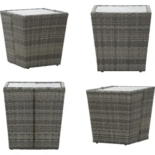 vidaXL Beistelltisch Grau 41,5×41,5×43 cm Poly Rattan und Hartglas - Stehtisch - Stehtische - Gartentisch - Gartentische - Grau
