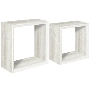 Homemania HOMSAN_132 Ginevra Wandregal, Schlafzimmer, Büro-MDF, Eiche Gebleicht, 35 x 35 x 15,5/30 x 30 x 15,5 cm