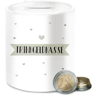 Spardose - Trinkgeld - Trinkgeldkasse - Herzen Deko - Unisize - Weiß - trinkgeldkaasse Geschenk Friseurin kaffeekasse spardosen Friseur Geschenke für frisöre kaffeekassen Keramik dose kaffekasse