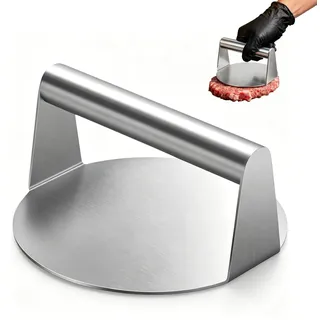 ZXNJA Burgerpresse Aus Edelstahl 304,6,3 Zoll Rundburger Smasher,Smash Burgerpresse, Smash Burger Patty Presse,Professionelles Hamburgerpresse Grillzubehör,Für Flat Top Grill,Squeeze Grease