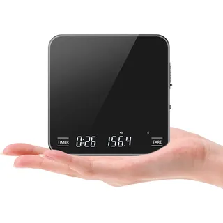Brifit Mini Kaffeewaage mit Timer, Espresso Waage 2kg/0.1g, Feinwaage mit 3 Maßeinheit, USB Wiederaufladbare Küchenwaage, LED-Anzeige, Tara Funktion, Auto Aus Funtion