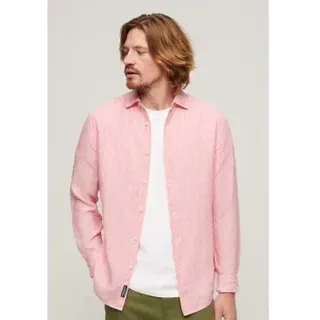Superdry für Herren. M4010607A Lässiges Leinen-Langarmhemd rosa (XXL)