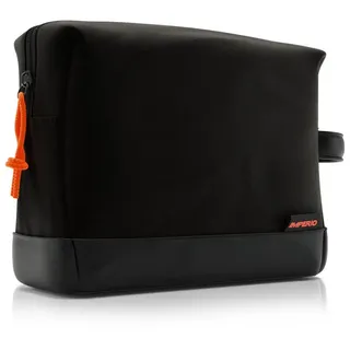 IMPERIO Kulturbeutel für Damen, Herren & Kinder - Stylische Design Kosmetiktasche aus strapazierfähigem Premium Canvas & veganem Kunstleder - wasserdicht mit 5 Liter Stauraum (Schwarz)