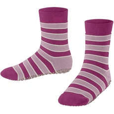 FALKE Unisex Kinder Hausschuh-Socken Simple Stripes K HP Baumwolle rutschhemmende Noppen 1 Paar, Rosa (Gloss 8550) neu - umweltfreundlich, 31-34