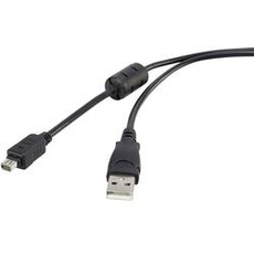 Bild USB-Kabel USB 2.0 USB-A Stecker 1.50m Schwarz mit Ferritkern, vergoldete Steckkontakte RF-