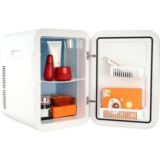 Bild Mini Kühlschrank 20 L / 22 Dosen, 2 in 1 Kleiner Kühlschrank Kühl- und Heizfunktion, Minibar Kühlschrank Getränkekühlschrank 9 V DC / 220 V AC für Büros und Schlafsäle, Schwarz