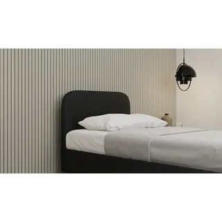 Polsterbett MAVILO - Komfortbett mit Stauraum, Einzelbett, 90x200cm, Schwarz, Taschenfederkernmatratze, H2/H3 - Schwarz