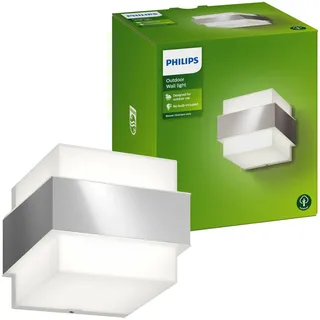 Philips Außenwandleuchte Edelstahl IP44 spritzwassergeschützt wetterfest weiß