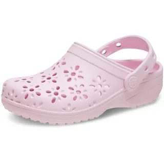 Crocs Classic Floral Cut Out Clog, Pink Milk, 34/35