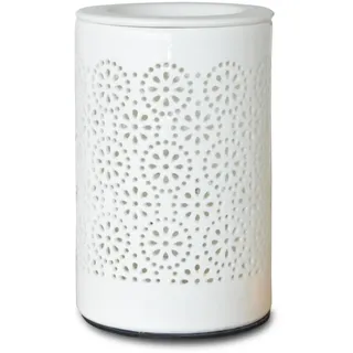 Zen Arôme Zen'Arôme - Duftwachsbrenner Calorya n°4 - Elektrische Duftlampe für Duft- und Schmelzwachs mit Dimmer und abnehmbarem Deckel - Keramik mit durchbrochenem Dekor und stimmungsvoller Beleuchtung